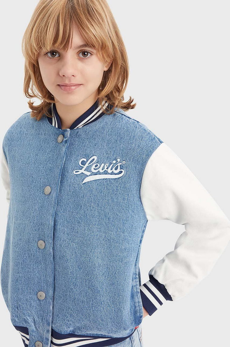 Levi's kurtka bomber dziecięca LVG DENIM BOMBER JACKET kolor niebieski