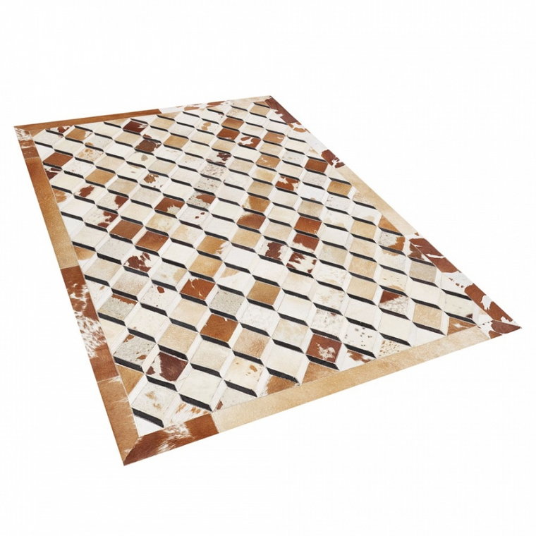 Dywan patchwork skórzany 140 x 200 cm brązowy SERINOVA kod: 4251682249027