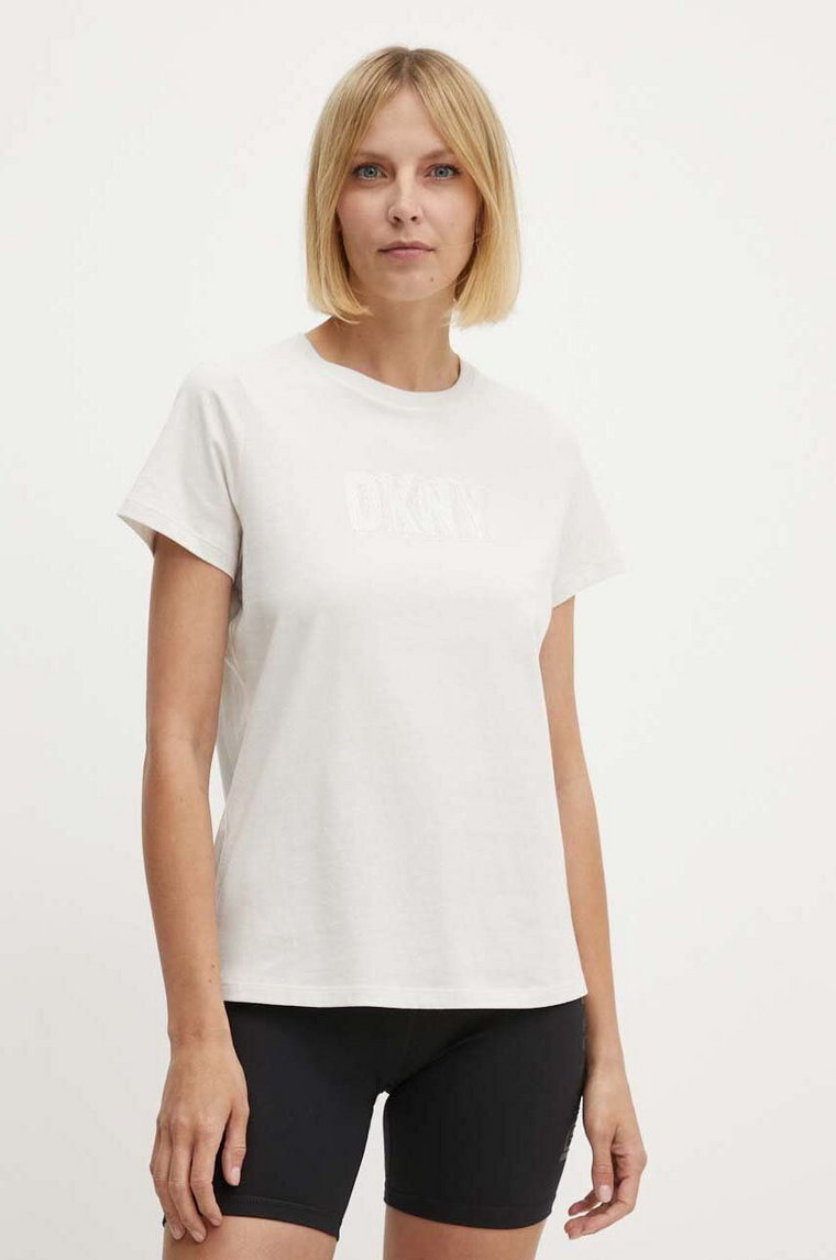 Dkny t-shirt bawełniany damski kolor beżowy DP4T9672