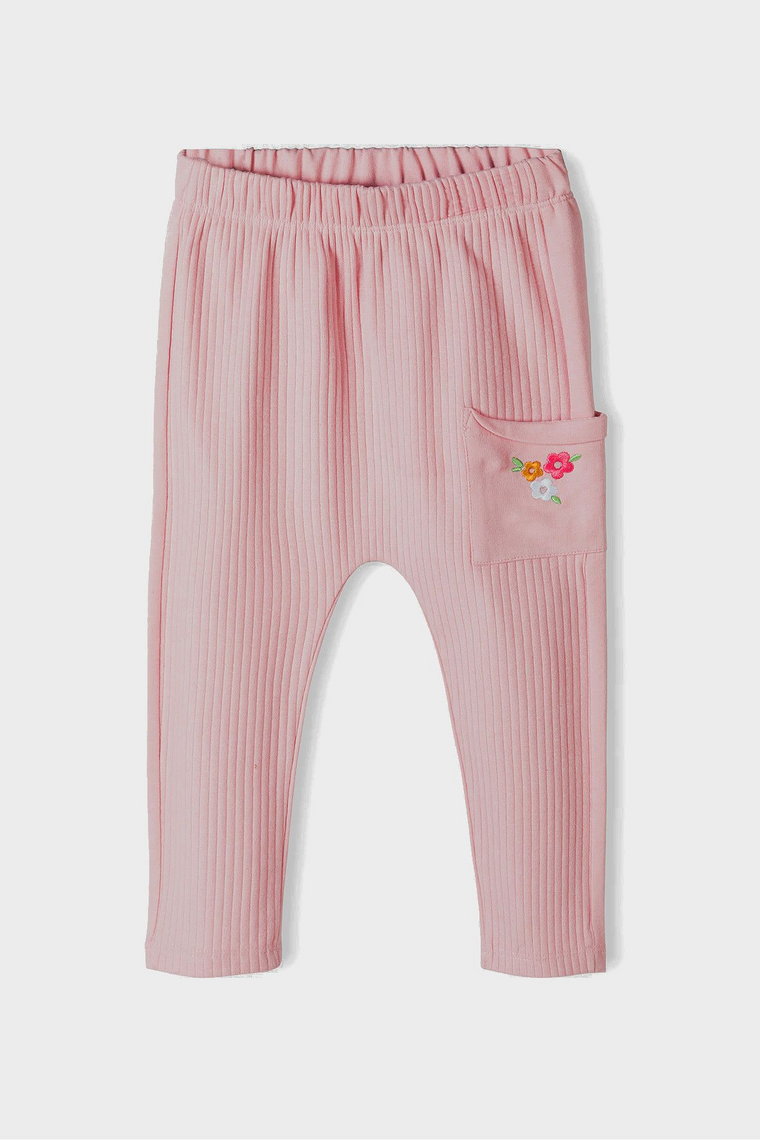 Różowe spodnie niemowlęce z kieszenią