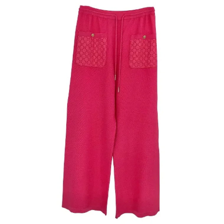 Używane Spodnie Joggingowe Tejido w Kolorze Różowym Chanel Vintage