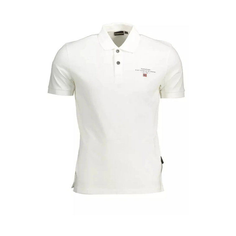 Biała Koszulka Polo z Nadrukiem i Logo Napapijri