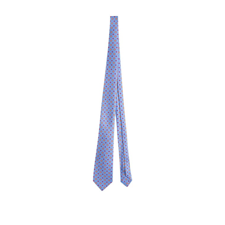 Jedwabny Krawat z Kwiatowym Wzorem - Ręcznie Składana Technika Kiton