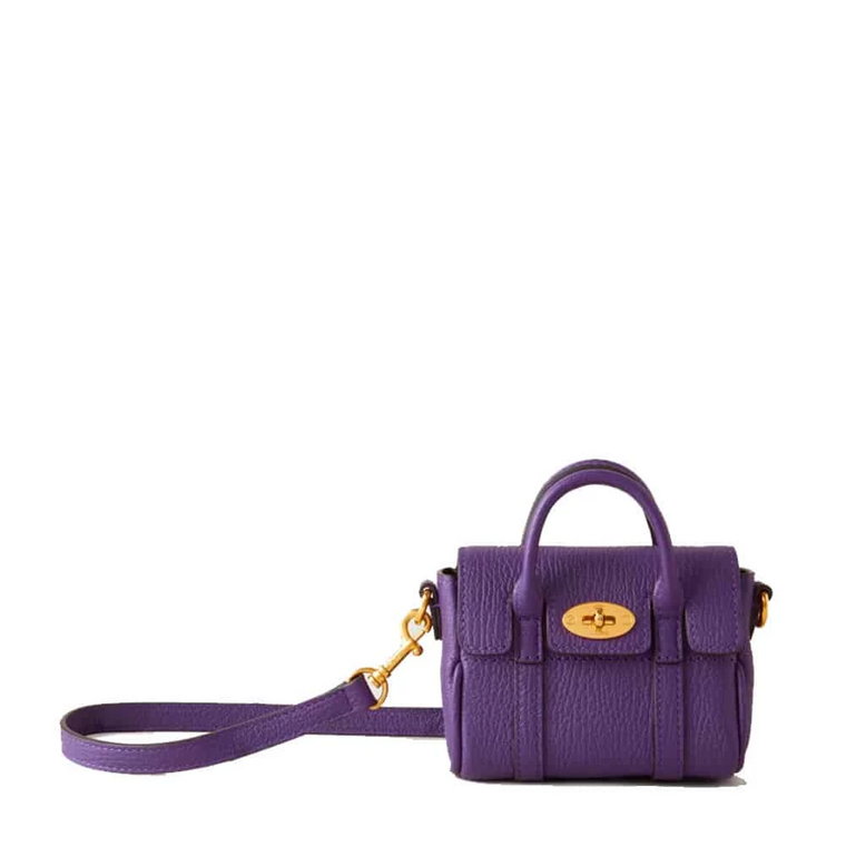 Micro Bayswater Ametystowa Skórzana Torba Mulberry