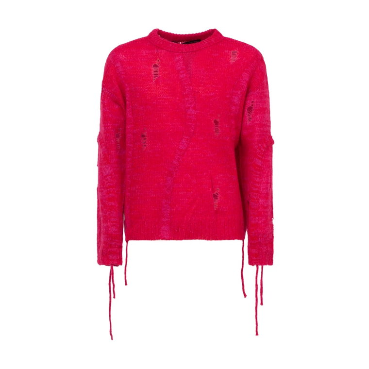 Fuchsia Sweter z All-Over Distressed Design Andersson Bell