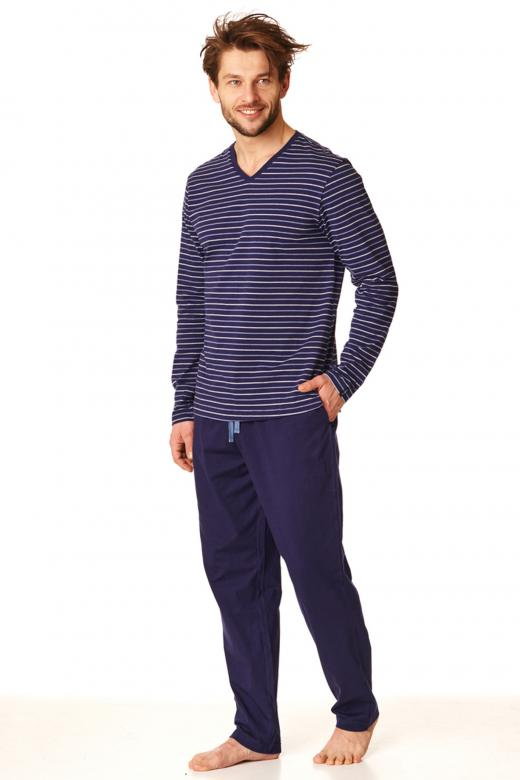 Bawełniana piżama męska z bluzką w paski MNS 382