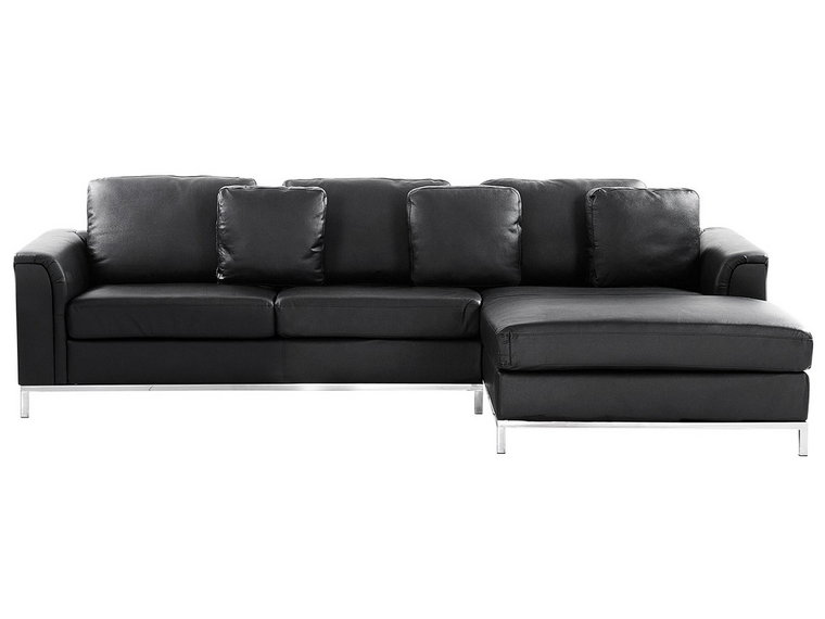 Sofa narożna BELIANI Oslo, lewostronna, czarna, 64x270x151 cm