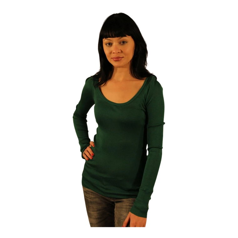 Zielony Sweter z Logo w Wzór Żebrowany Patrizia Pepe
