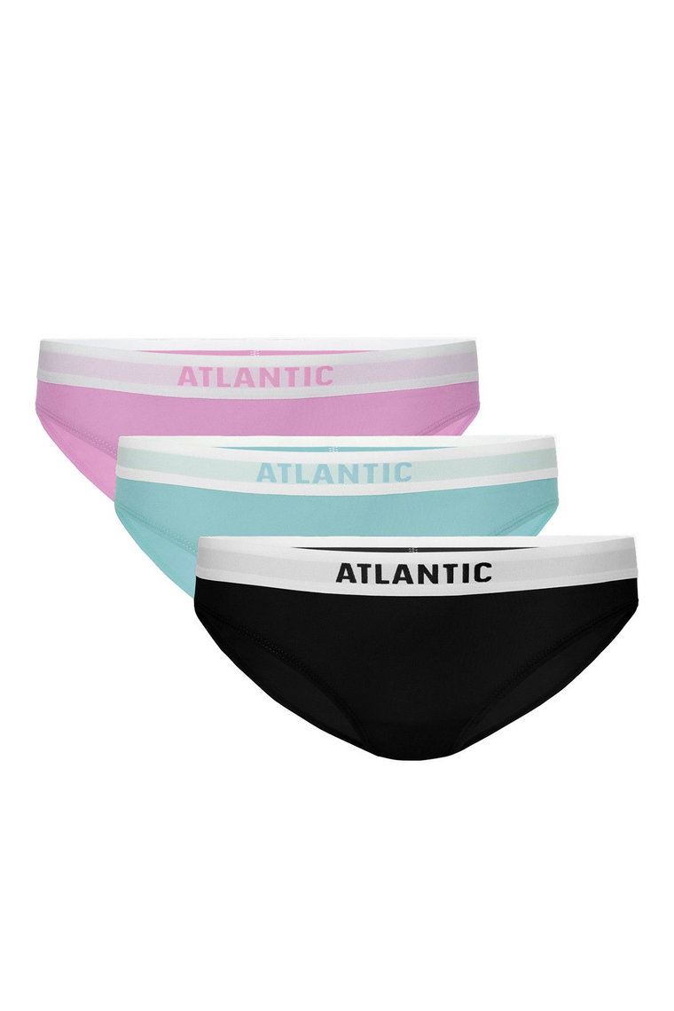 Figi damskie bikini Atlantic - różowe, zielone, czarne 3szt