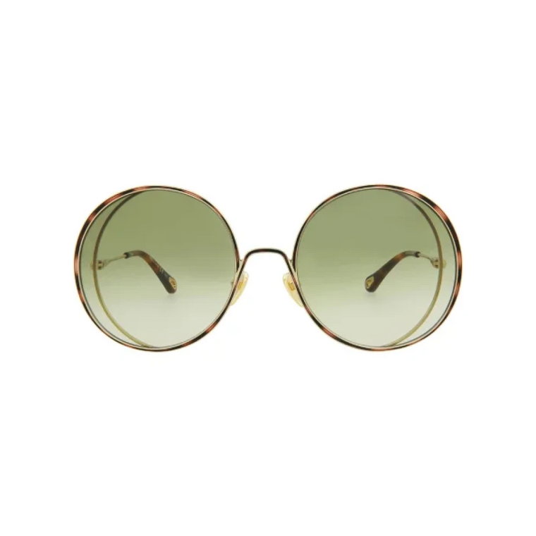 Metalowe okulary przeciwsłoneczne z gradientowymi soczewkami khaki Chloé