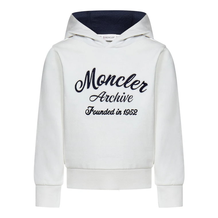Biała Sweter dla Dzieci z Kapturem i Naszywką z Logo Moncler