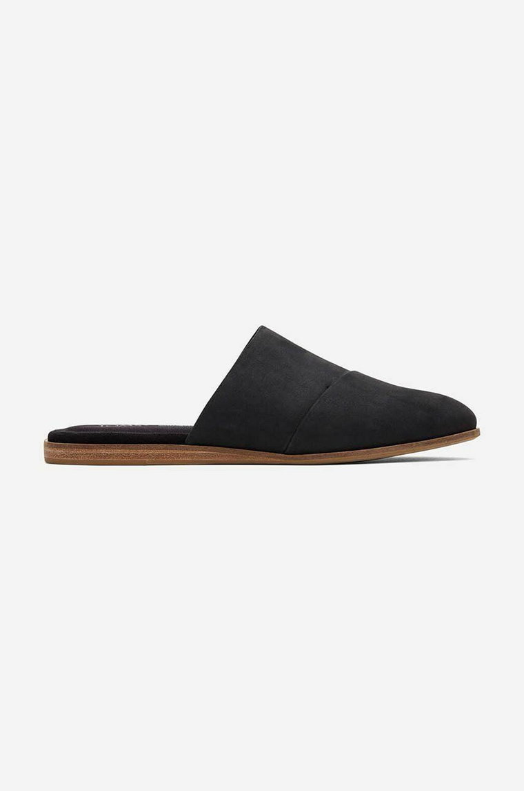 Toms klapki zamszowe Flat 10018987 damskie kolor czarny