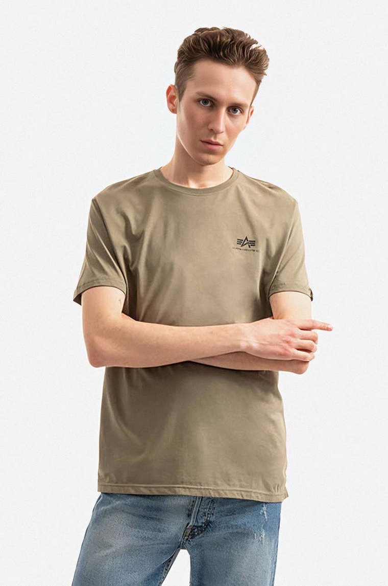 Alpha Industries t-shirt bawełniany Backprint kolor zielony z nadrukiem 128507.154-ZIELONY
