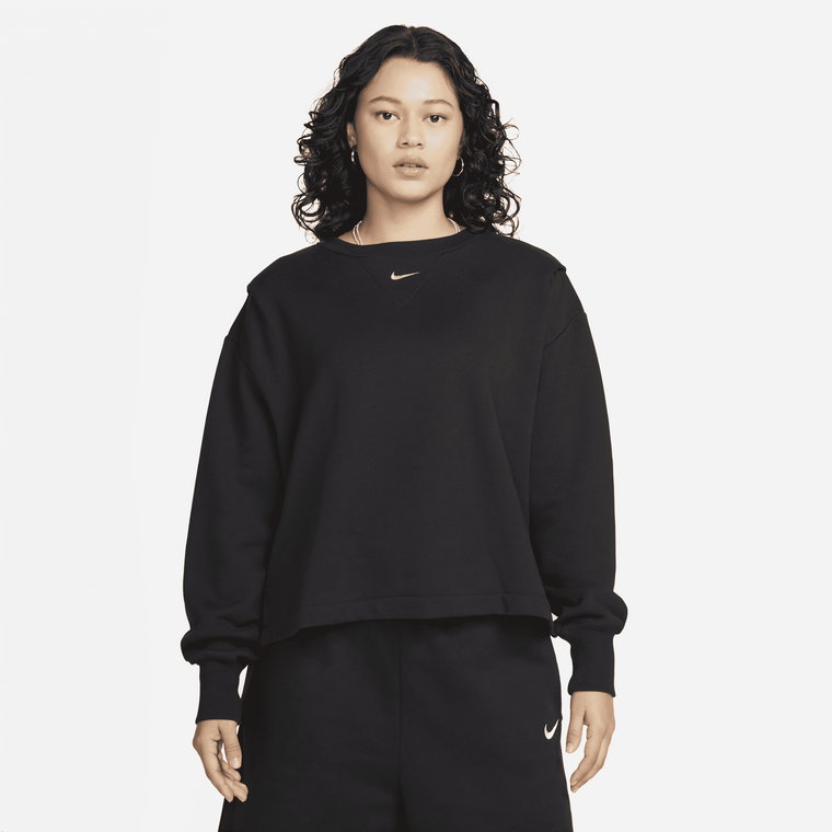 Damska bluza dresowa z dzianiny dresowej o kroju oversize z półokrągłym dekoltem Nike Sportswear Modern Fleece - Czerń