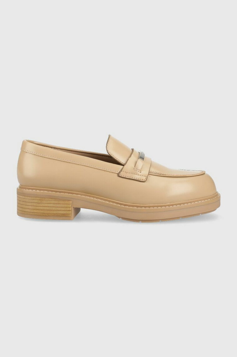 Calvin Klein mokasyny RUBBER SOLE LOAFER W damskie kolor beżowy na platformie HW0HW01791