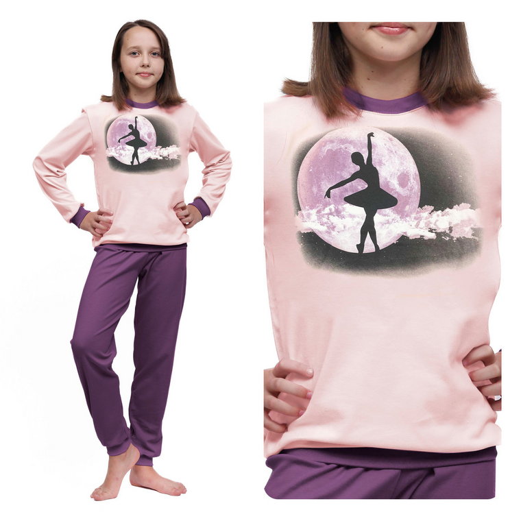 Piżamka dziecięca dla dziewczynek z długimi rękawami z 100% bawełny TANCERKA 128