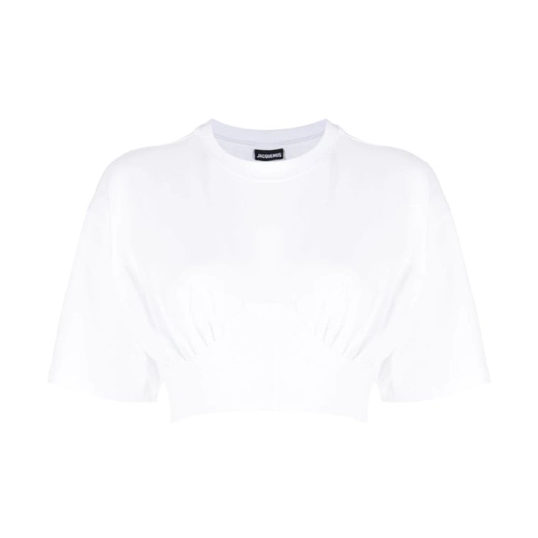 Biała Drape Detail Crew Neck T-shirt Jacquemus