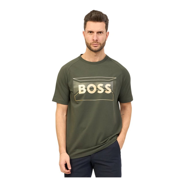 Casualowa Zielona Koszulka z Logo Hugo Boss