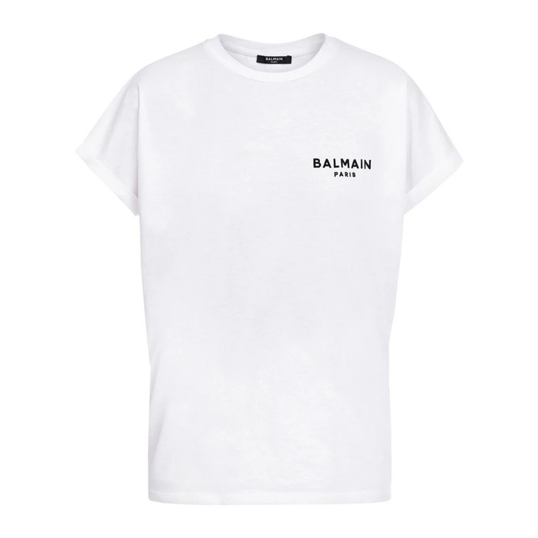 Eco-designed cotton T-shirt with small flocked logo Balmain