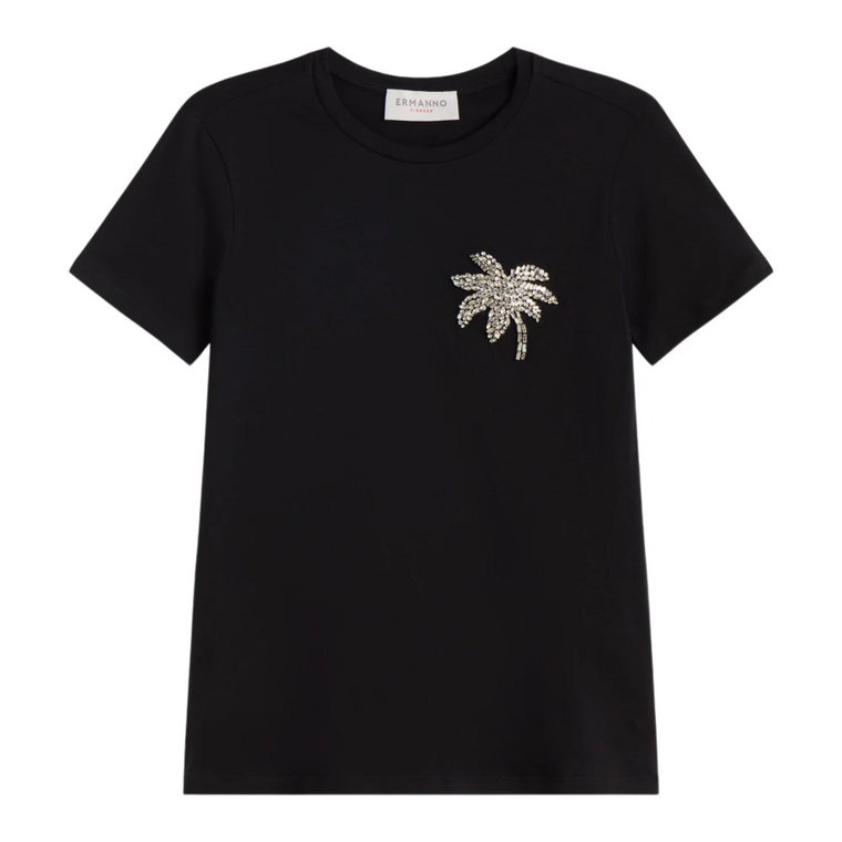 T-shirt z palmą z kryształkami Ermanno Scervino
