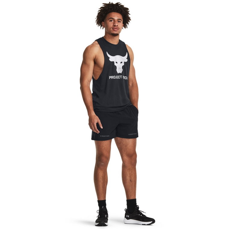 Męskie spodenki treningowe Under Armour Project Rock 5" Woven Short - czarne