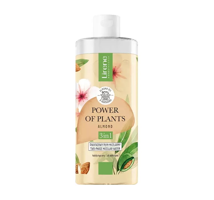 LIRENE POWER OF PLANTS ALMOND DWUFAZOWY PŁYN MICELARNY 3W1 400ML