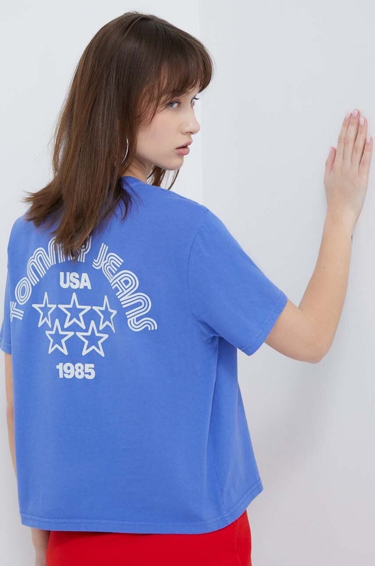 Tommy Jeans t-shirt bawełniany damski kolor niebieski DW0DW17831