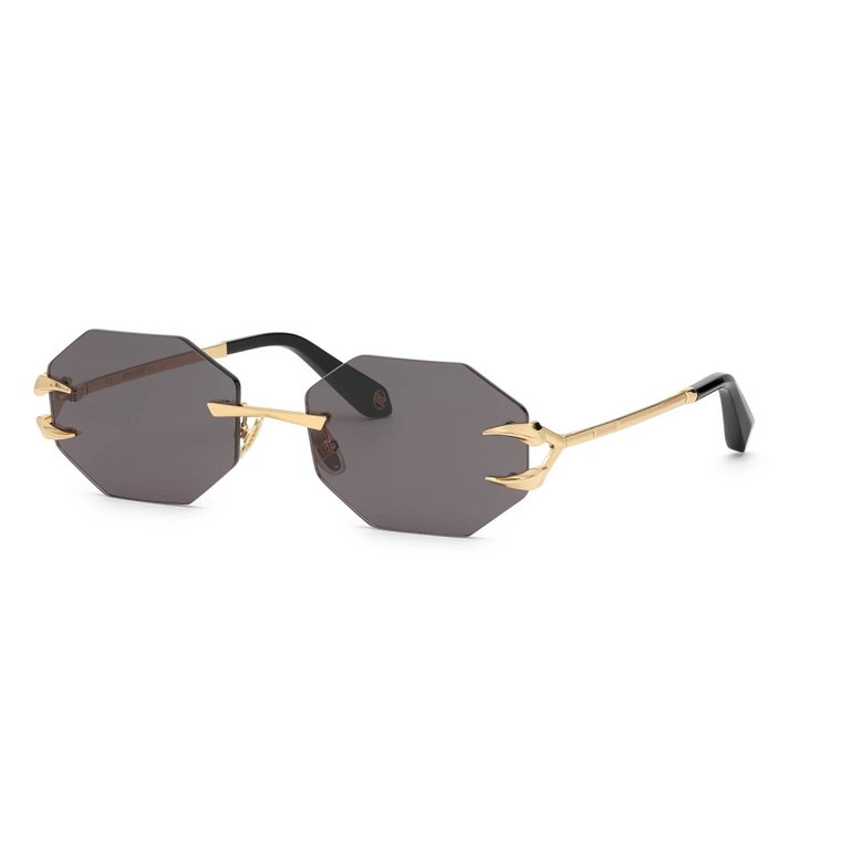 Złote okulary w kształcie sześciokąta Roberto Cavalli