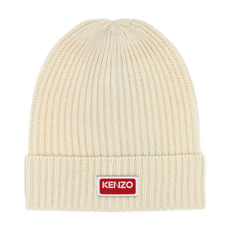 Ivory Rozciągliwa Wełniana Czapka Beanie - Modny Styl Kenzo