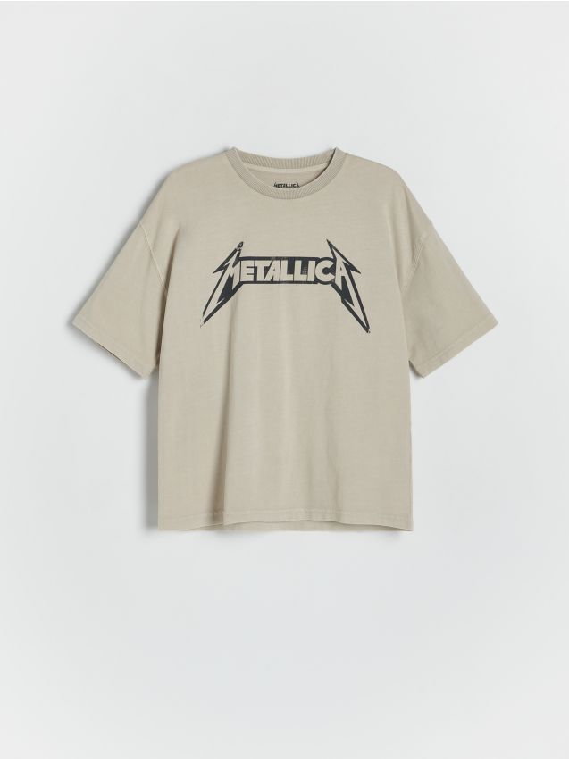 Reserved - T-shirt oversize Metallica - jasnoszary