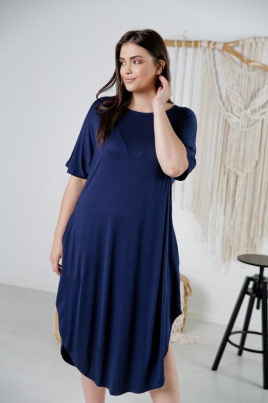 Granatowa Sukienka SPINER Plus Size