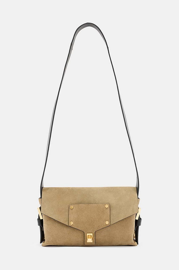 AllSaints torebka zamszowa MIRO SATCHEL kolor beżowy W071XA