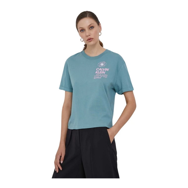 Organiczna Koszulka z Bawełny - Nadrukowane Logo Calvin Klein