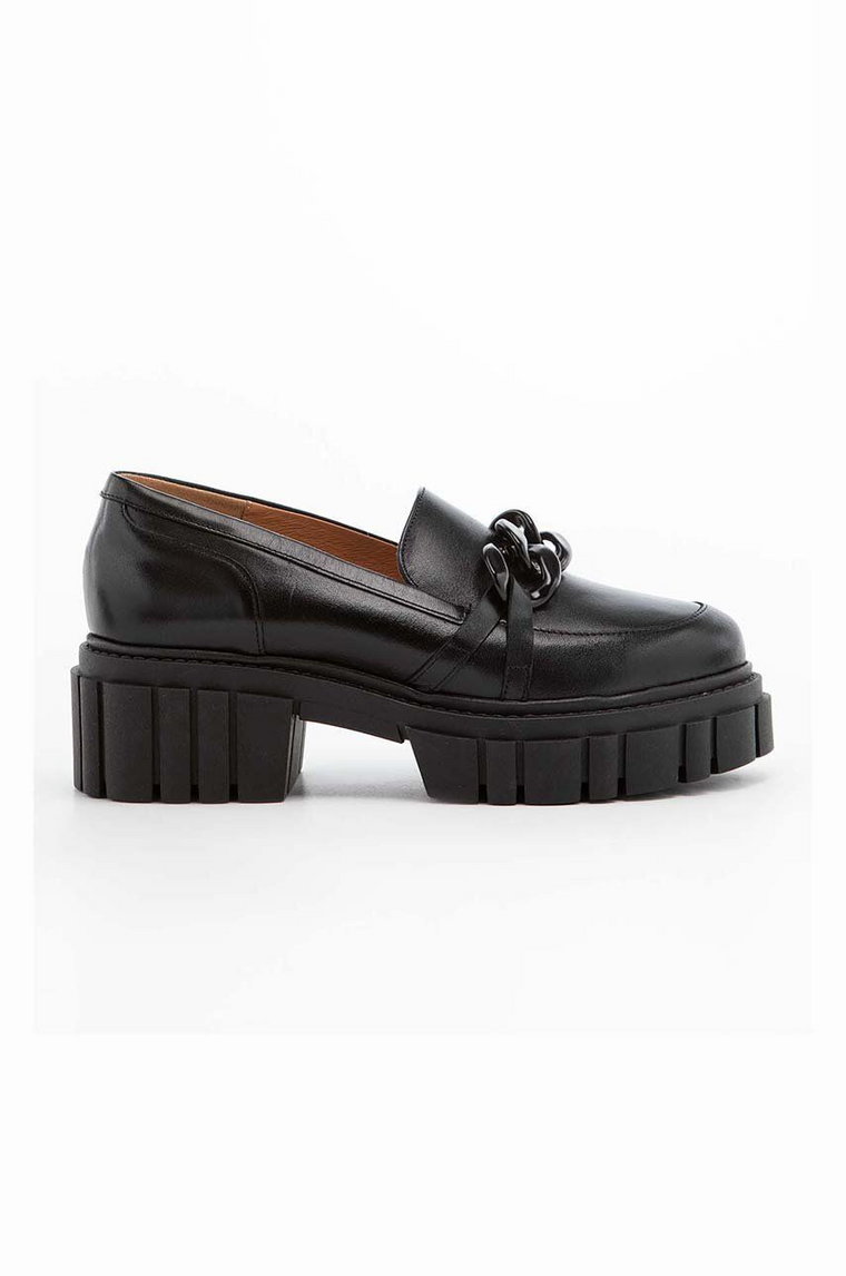 Charles Footwear mokasyny skórzane Saline damskie kolor czarny na platformie Saline.Loafer