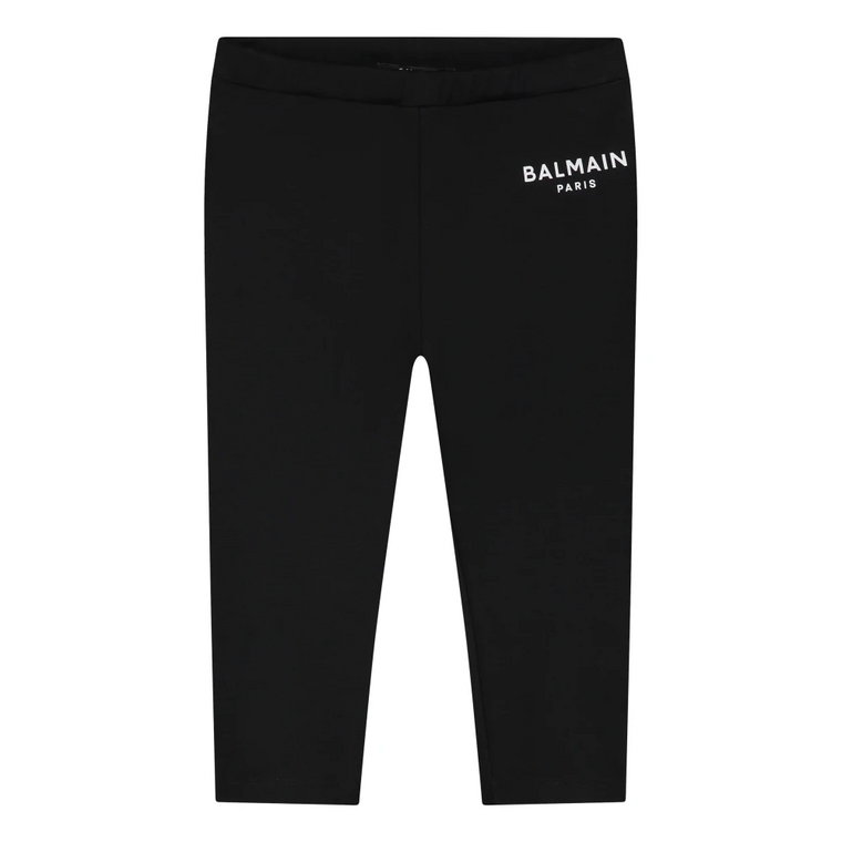 Modne czarne legginsy dla dziewcząt Balmain