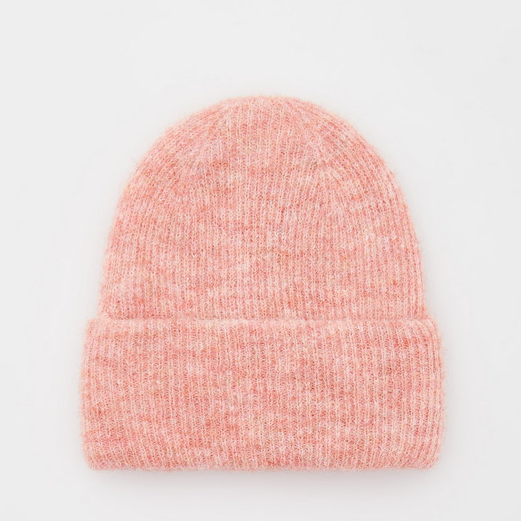 Reserved - Czapka beanie z wełną - koralowy