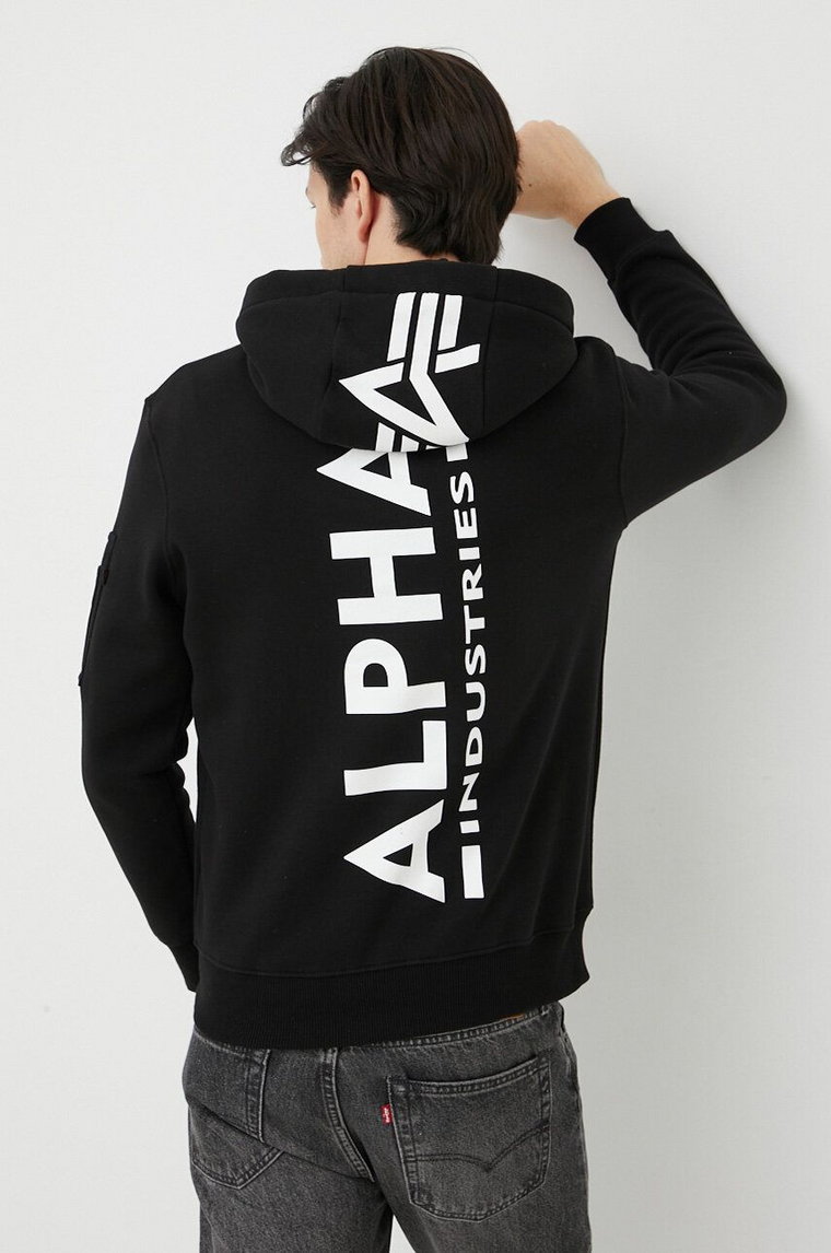 Alpha Industries bluza męska kolor czarny z kapturem