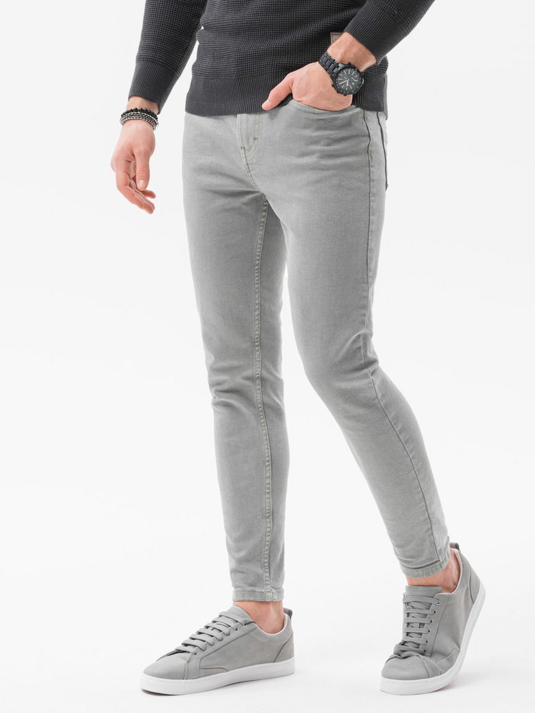 Spodnie męskie jeansowe bez przetarć SLIM FIT - szare V1 OM-PADP-0148