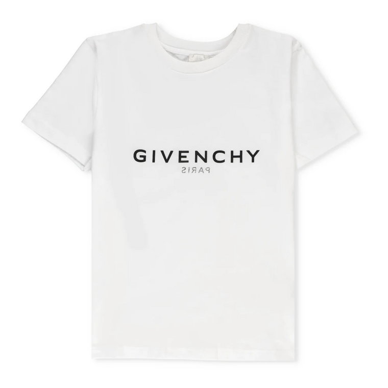 Junior Biała Bawełniana Koszulka z Nadrukiem Logo Givenchy