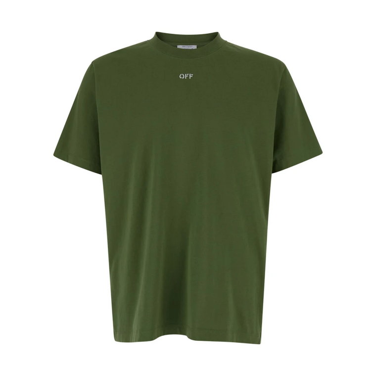 Zielony T-shirt Crewneck z nadrukiem OFF Off White
