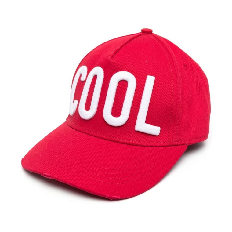 Czerwony czapka baseballowa z haftowanymi literami Dsquared2