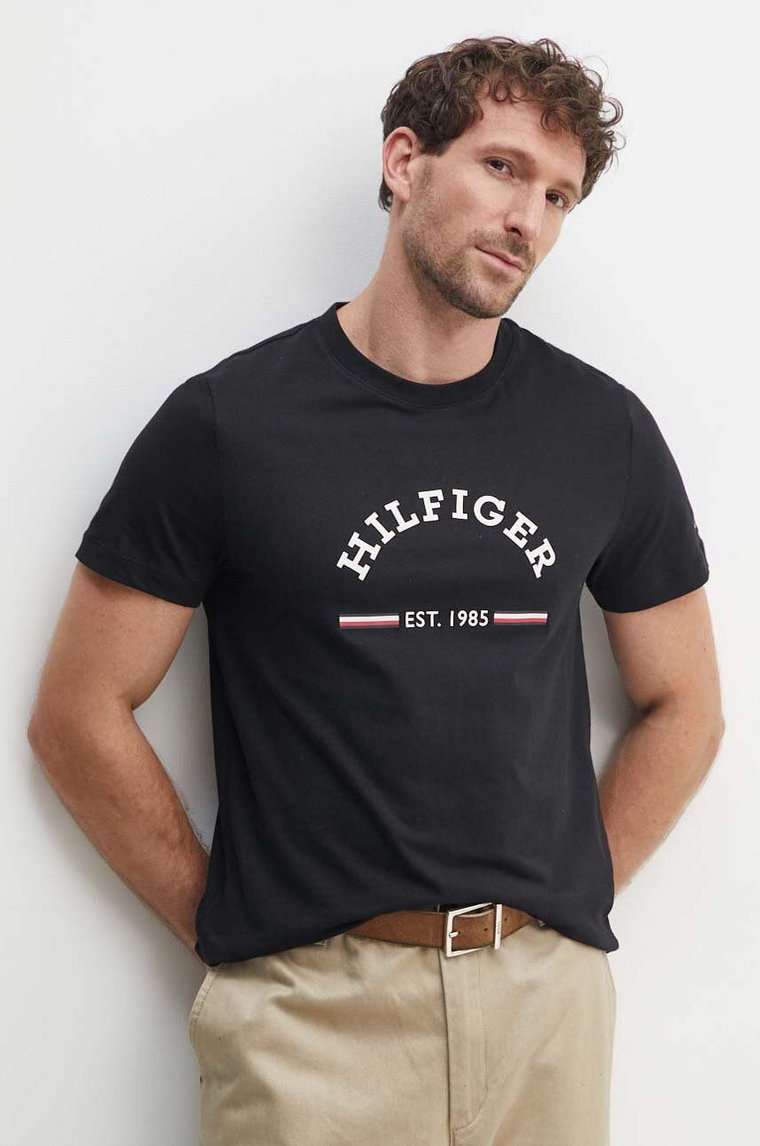 Tommy Hilfiger t-shirt bawełniany męski kolor czarny z nadrukiem MW0MW35466