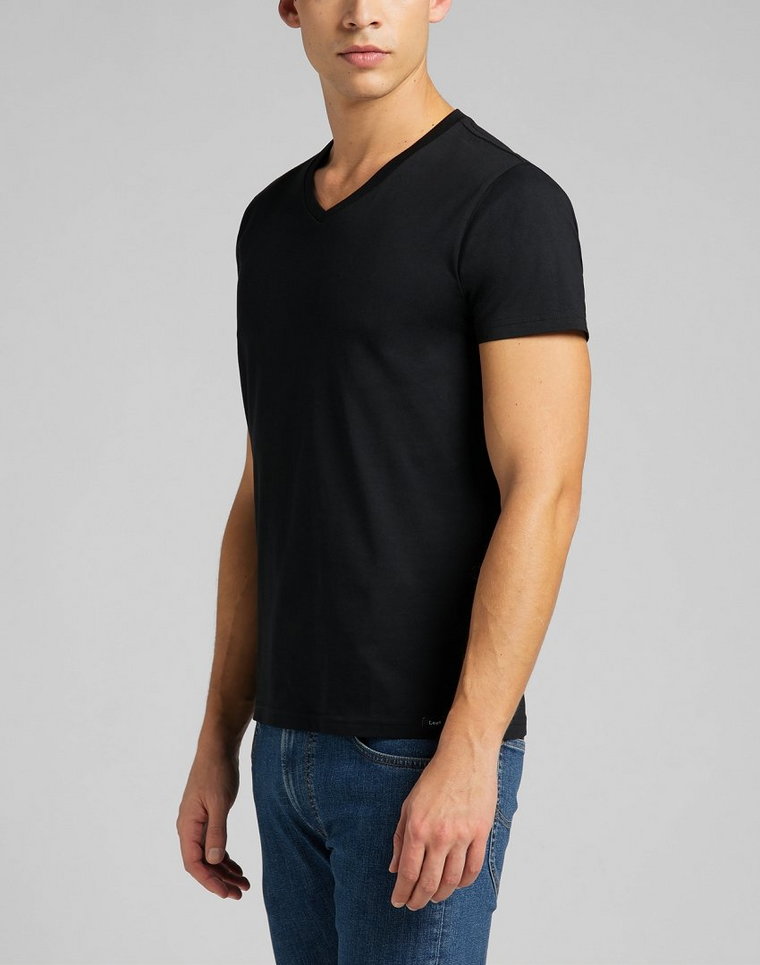 LEE TWIN PACK V NECK MĘSKI T-SHIRT KOSZULKI DWUPAK BLACK L62ECM01