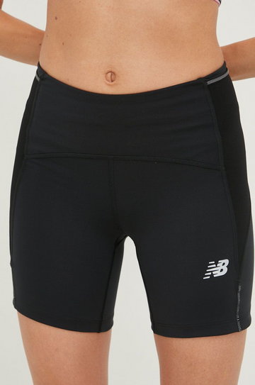 New Balance szorty do biegania Impact Run damskie kolor czarny z nadrukiem medium waist
