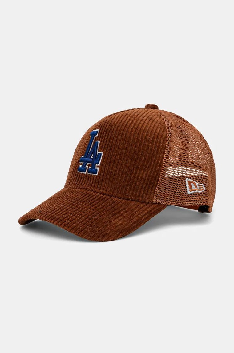 New Era czapka z daszkiem CORD TRUCKER LOS ANGELES DODGERS kolor brązowy z aplikacją 60565521