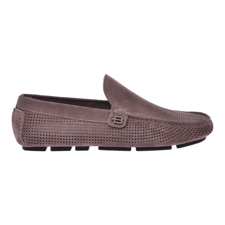 Driver loafers in taupe split leather Baldinini