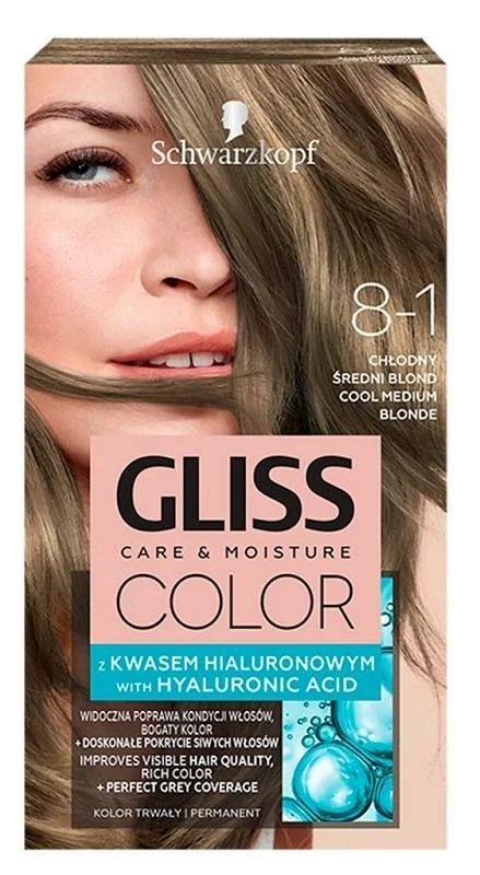 Gliss Color 8-1 Chłodny Średni Blond - farba do włosów 1szt.