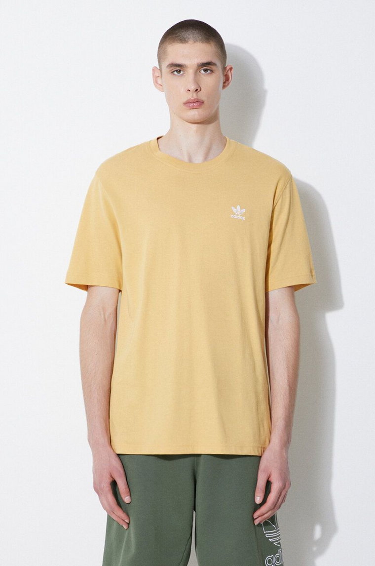 adidas Originals t-shirt bawełniany męski kolor żółty gładki IR9695