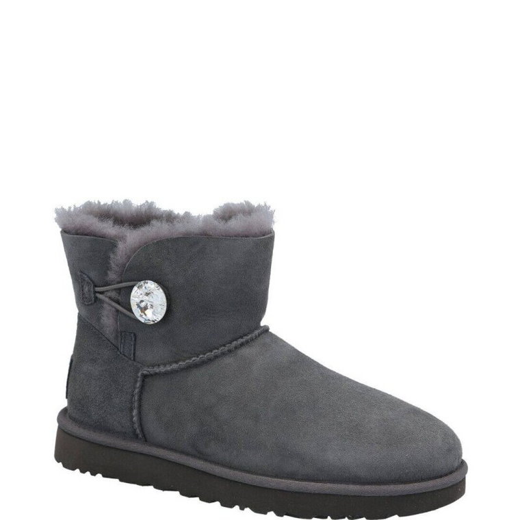 UGG Skórzane śniegowce MINI BAILEY BUTTON BLING