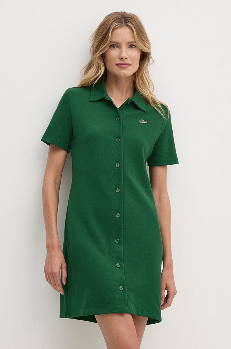 Lacoste sukienka kolor zielony mini prosta